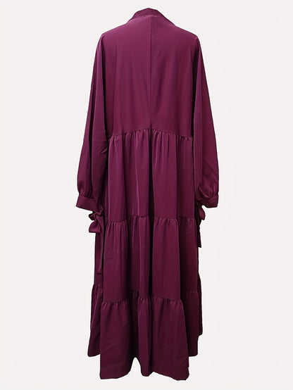 Women's Middle Eastern Muslim Solid Color Vest Dress + Robe Jacket