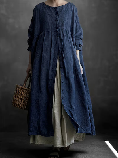 Long Sleeve Button-Up Cardigan Dress