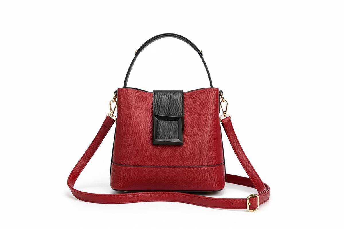 Elegant PU Buckle Bucket Bag