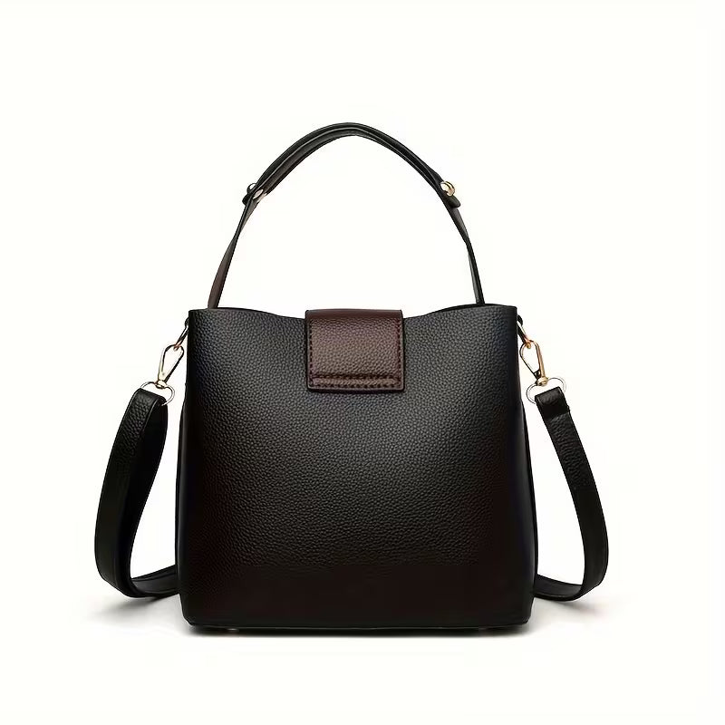 Elegant PU Buckle Bucket Bag