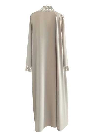 Open Robe Set with Lace, Sleeveless Slip Dress And Chiffon Headscarf