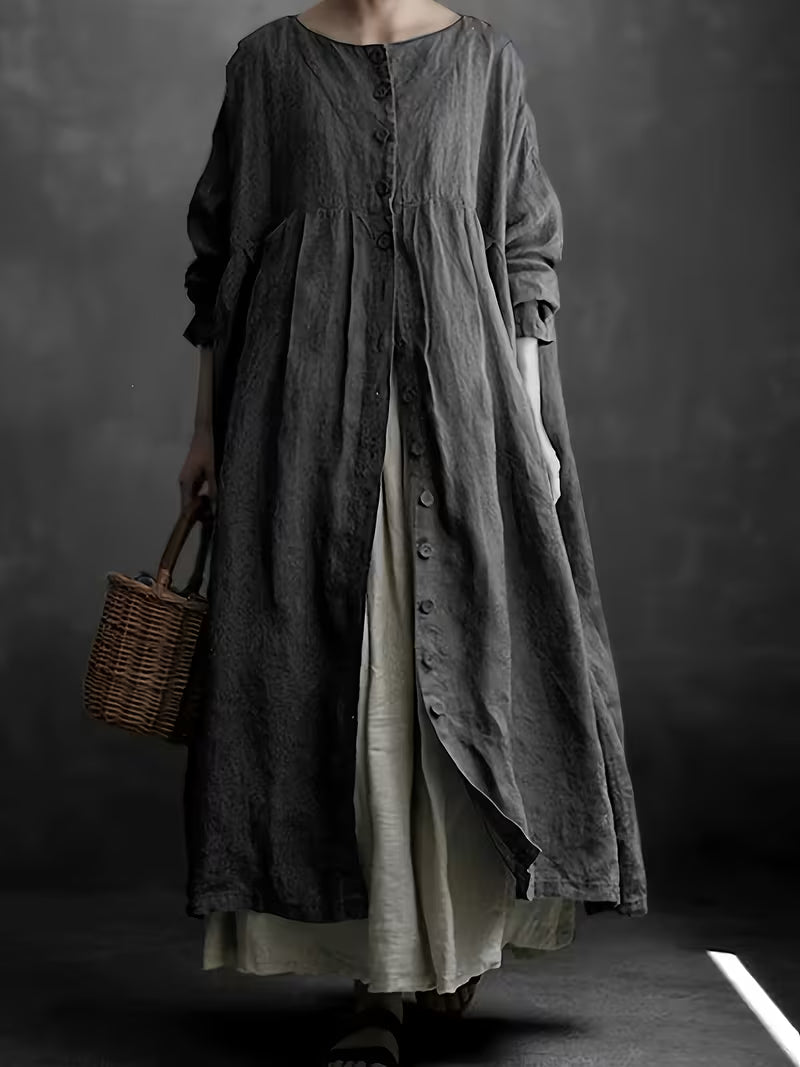 Long Sleeve Button-Up Cardigan Dress