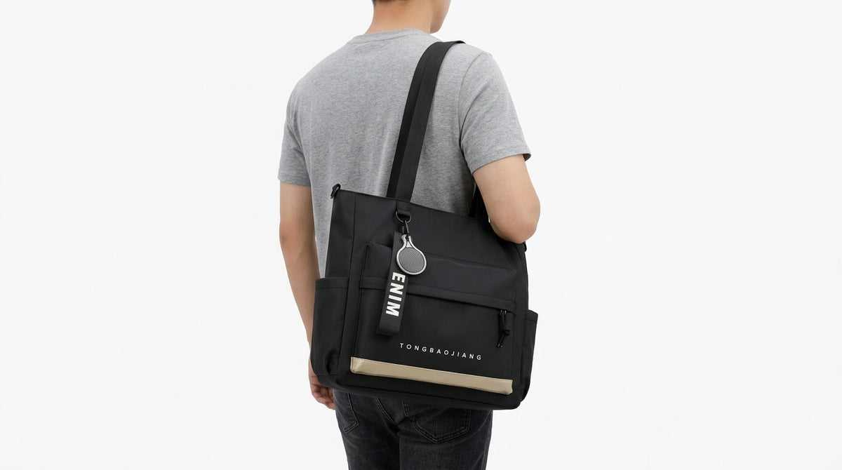 Trendy Large-Capacity Tote Bag, Unisex Wear-Resistant Oxford Cloth Handbag, Multi-Pocket Commuter Shoulder Tote Bag for College Students with Laptop Compartment.