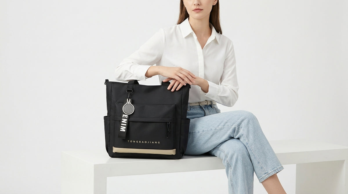 Trendy Large-Capacity Tote Bag, Unisex Wear-Resistant Oxford Cloth Handbag, Multi-Pocket Commuter Shoulder Tote Bag for College Students with Laptop Compartment.