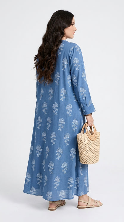 Plus Size - Women'S Autumn Winter Floral Print Long Dress,