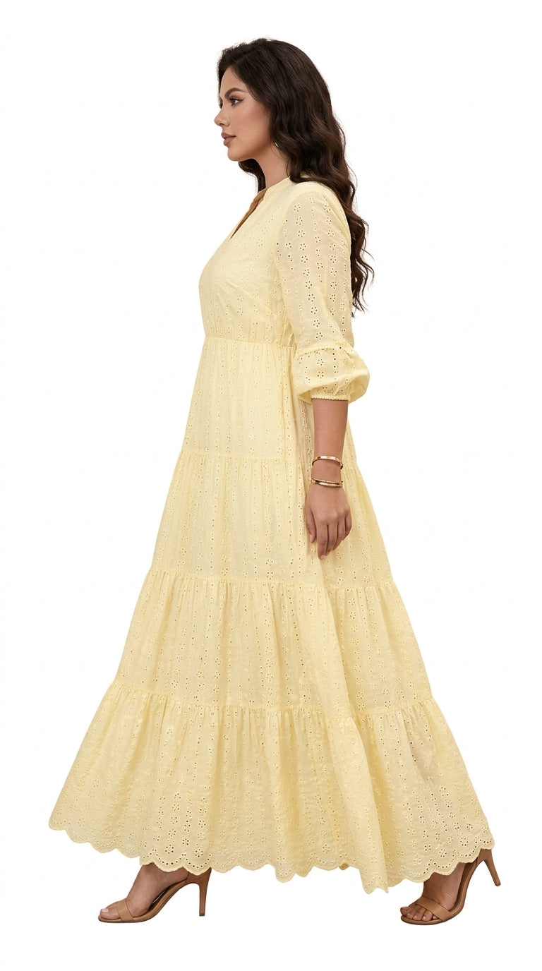 Plus Size, Chizhaoxue Targeted Plus Size Women's Clothing Boho Eyelet Maxi Dress.