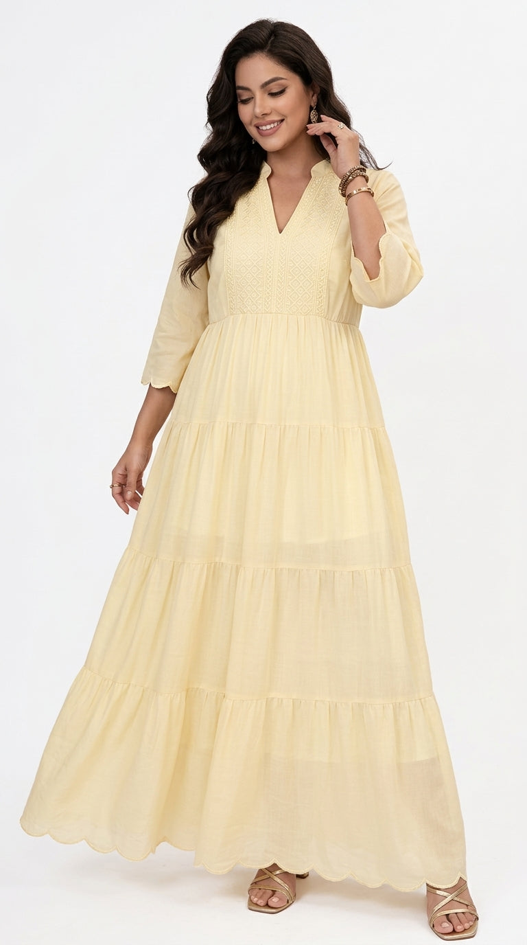 Plus Size, Chizhaoxue Targeted Plus Size Women's Clothing Boho Eyelet Maxi Dress.