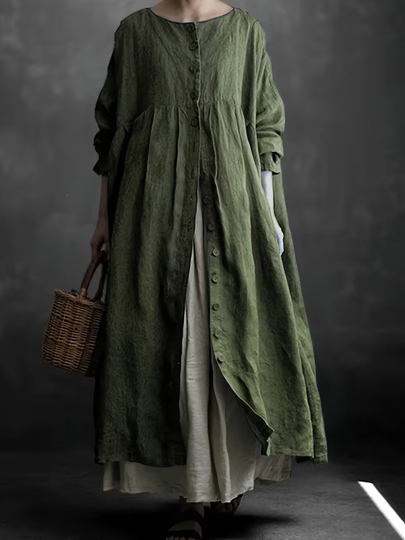 Long Sleeve Button-Up Cardigan Dress