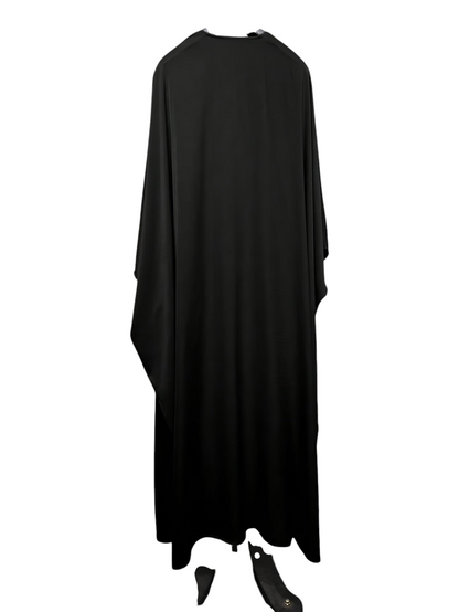 Linen & Loom black batwing sleeve abaya gown with a loose, flowy, and elegant silhouette for modest daily wear.