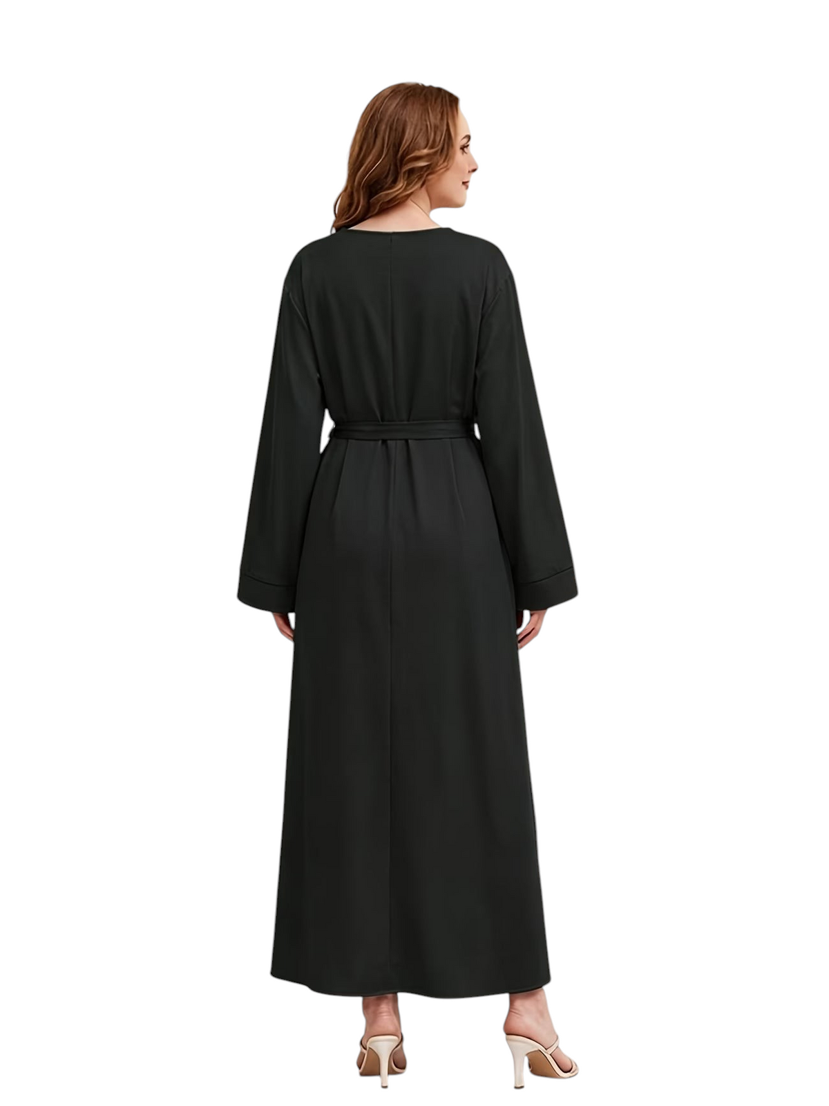 Elegant Wide-Sleeve Belted Abaya
