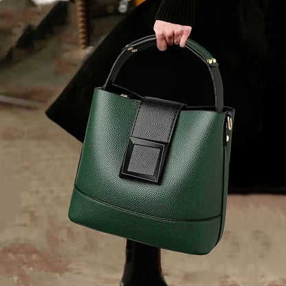 Elegant PU Buckle Bucket Bag