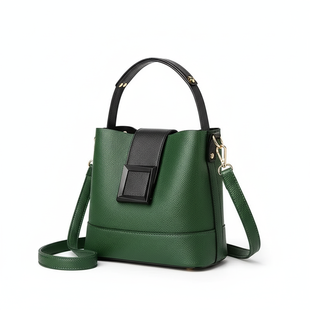 Elegant PU Buckle Bucket Bag