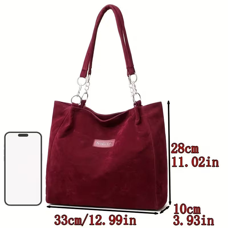 Retro Textured Chain Tote Bag